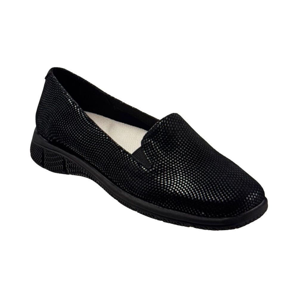 Trotters Universal Loafer. Black Mini Dot.